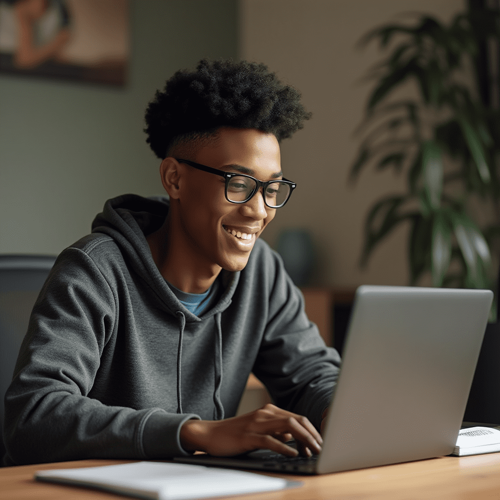 young student on laptop