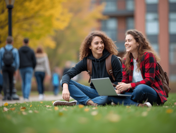 College Students on Campus Using Metronet Fiber Internet